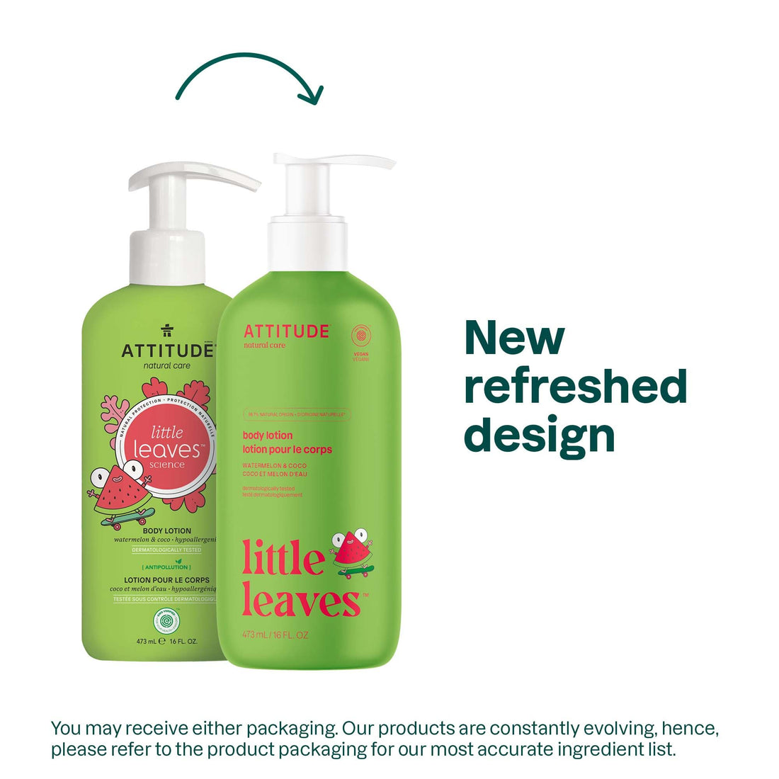 ATTITUDE Natural Body Lotion for Kids For Sensitive Skin (EWG Verified, Hypoallergenic), Watermelon & Coco, 16 Fl Oz