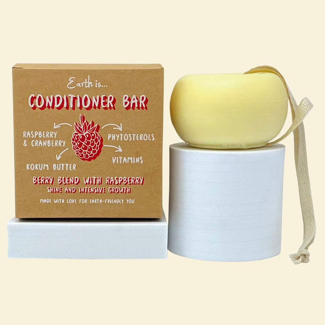 EARTH IS...Conditioner Bar - All Hair Types – All-Natural Hydrating Hair Conditioner – Eco-Friendly Hair Care – Plastic Free - PH-Balanced – Vegan – Biodegradable, 3.2oz (Berry Blend with Raspberry)