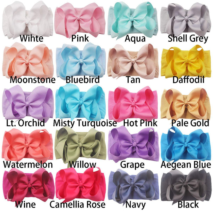 Yxiang 20pcs Baby Headbands with 6 Big Elastics Nylon Ribbon Bows Hair Accessories for Newborns, Infants, Toddlers, Kids