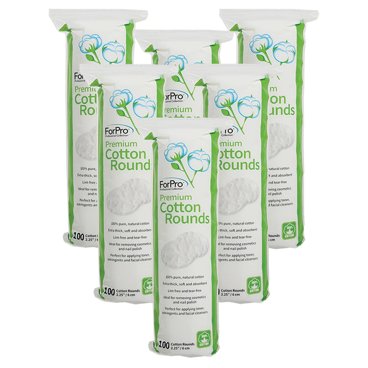 ForPro Premium Cotton Rounds, 100% Cotton, Non-Tearing, Lint-Free, for Cosmetic, Nail, and Personal Use, 2.25ââ‚¬Â, 600-Count (Pack of 6-100 Cotton Rounds)