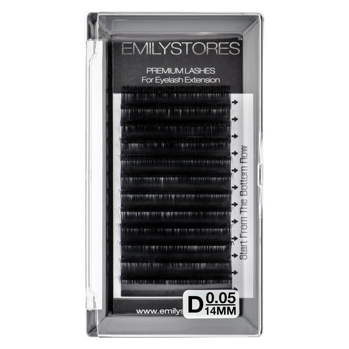 EMILYSTORES 0.05mm Thickness D Curl 14mm Length Lashes Fine Silk Mink Eyelashes For Eyelash Extensions Single Size One Tray