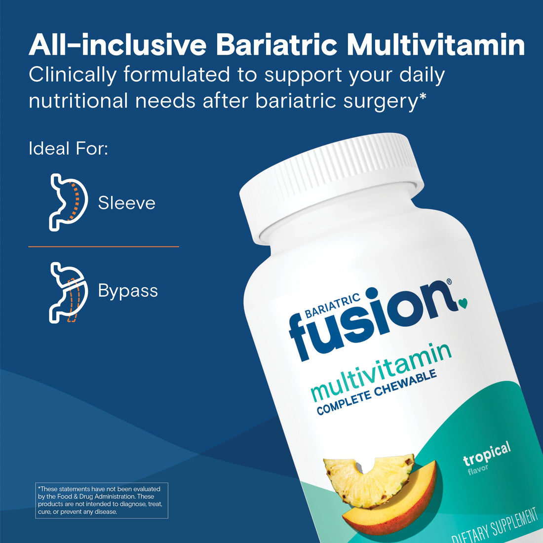 Bariatric Fusion Tropical Complete Chewable Bariatric Multivitamin with Iron for Bariatric Surgery Patients Including Gastric Bypass and Sleeve Gastrectomy - 120 Tablets