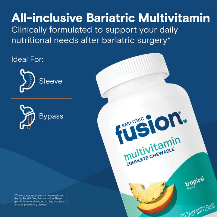 Bariatric Fusion Tropical Complete Chewable Bariatric Multivitamin with Iron for Bariatric Surgery Patients Including Gastric Bypass and Sleeve Gastrectomy - 120 Tablets