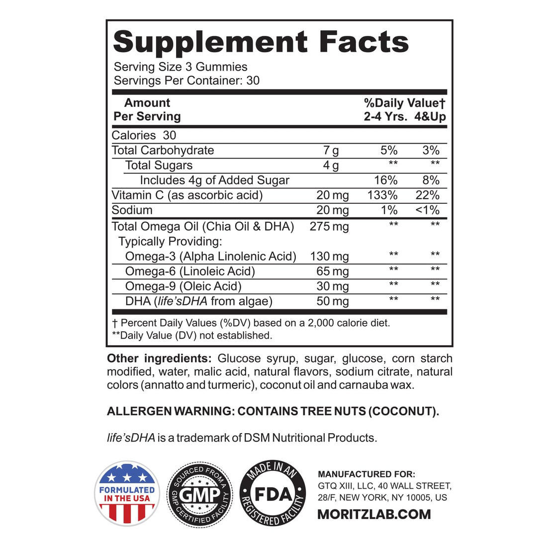 DR. MORITZ Vegan Omega 3 Gummies for Kids and Toddlers (90 Count), Omega 3 Kids Gummies for Brain and Heart Health, No Fish Oil and Gluten Free