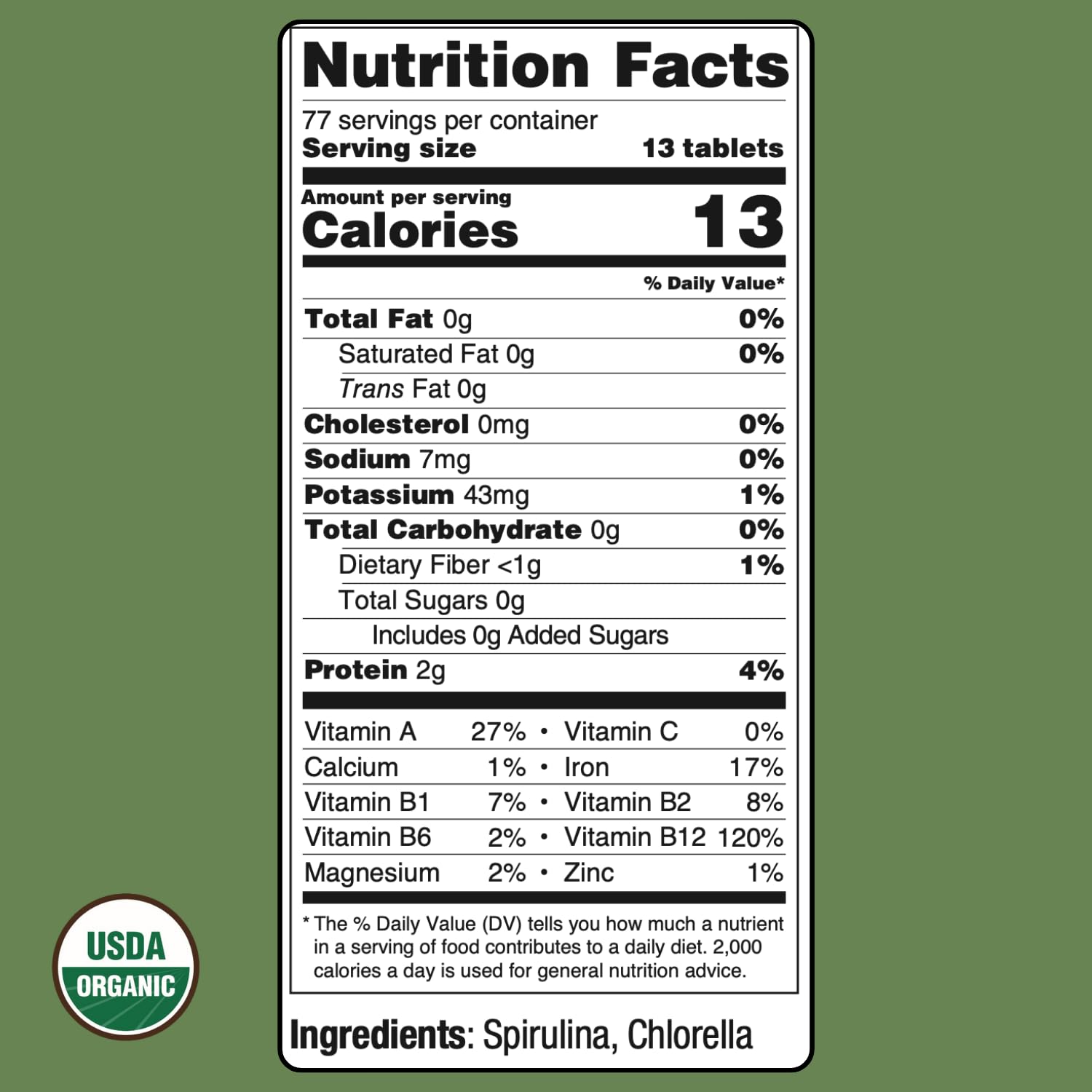 On Target Living Organic Spirulina Chlorella | USDA Organic | 1000 Tablets- 250 G (8.8 oz) | Vegan | Immune System Boosting | Alkalyzing | Nutrient Dense | Detoxifying | Protein Dense