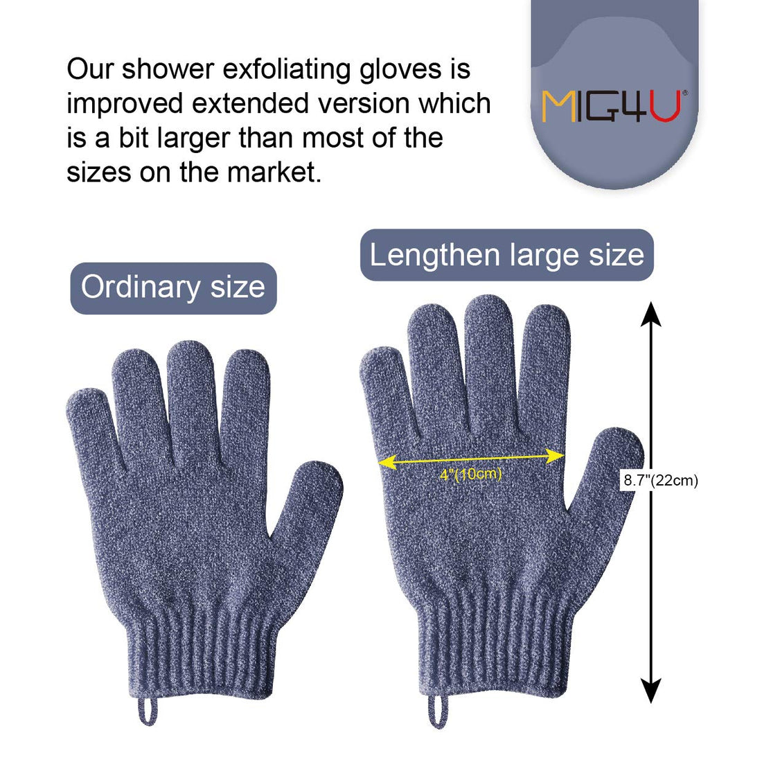 MIG4U Shower Exfoliating Scrub Gloves Medium to Heavy Bathing Gloves Body Wash Dead Skin Removal Deep Cleansing mitts for Women and Men 5 Pairs 5 Colors