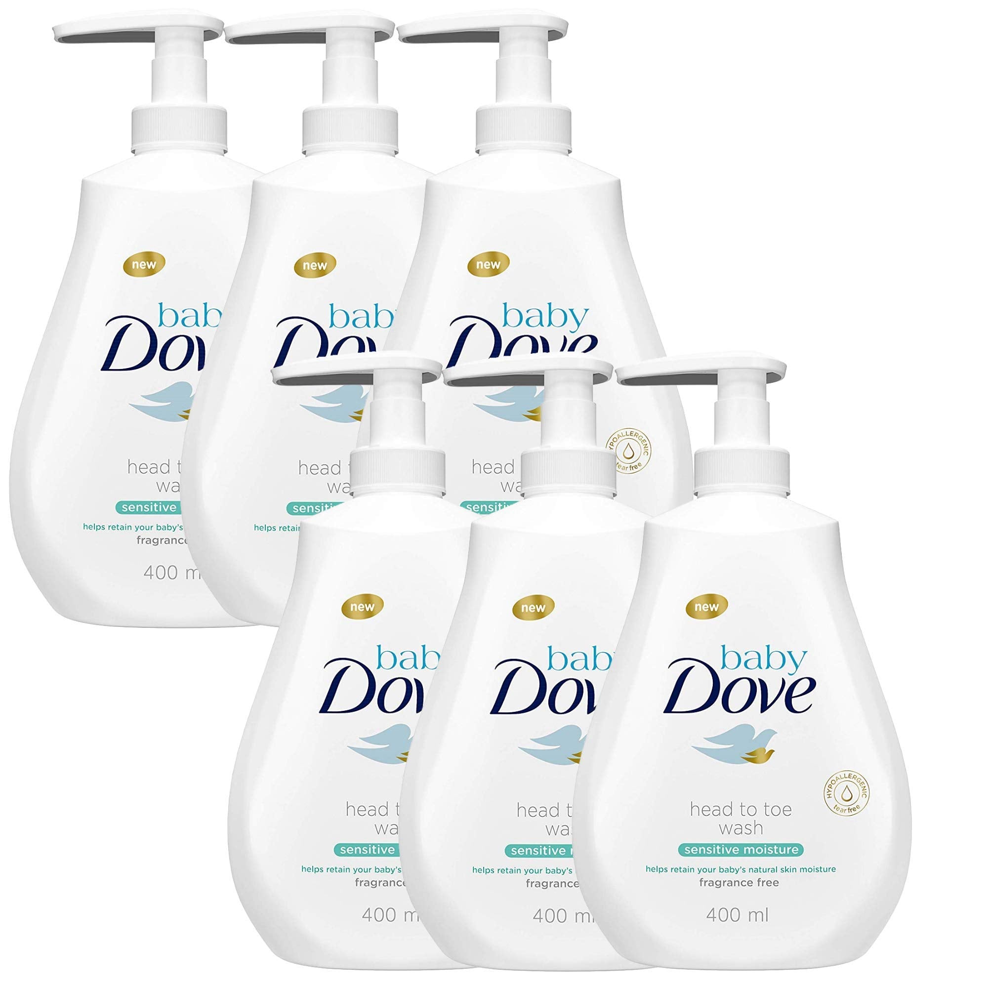 Dove Baby Head to Toe Body Wash Sensitive Moisture - 6 Packs x 13.52 FL.Oz / 400 ml