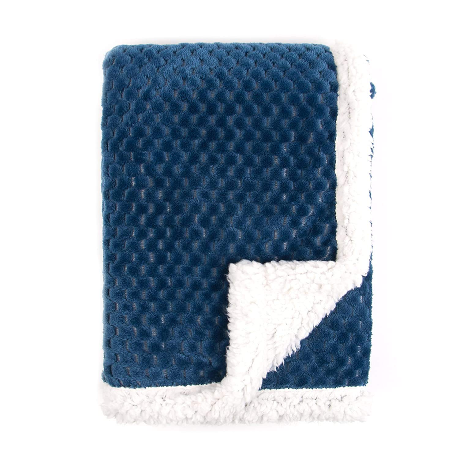 Tadpoles Popcorn Plush Sherpa Baby Blanket - Dark Blue | 30 x 40 | Made of 100% Polyester | Soft, Breathable & Durable | Ideal as a Baby Swaddle Blanket, Crib Blanket, Receiving Blanket & More