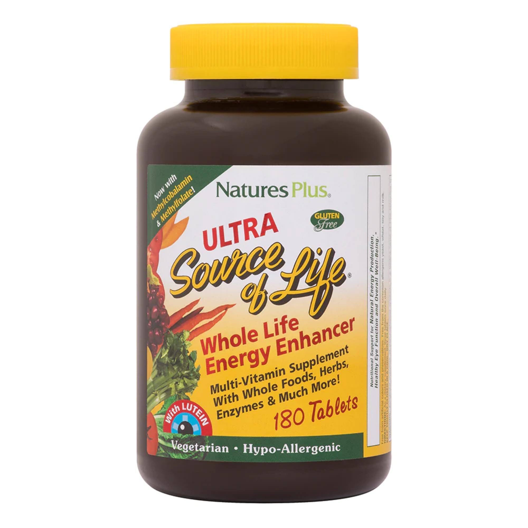 Natures Plus Ultra Source of Life Multivitamin - 180 Tablets - Supports Immune Health, Energy & Overall Well-Being - with Lutein & Vitamin D3 - Vegetarian & Gluten Free - 60 Servings