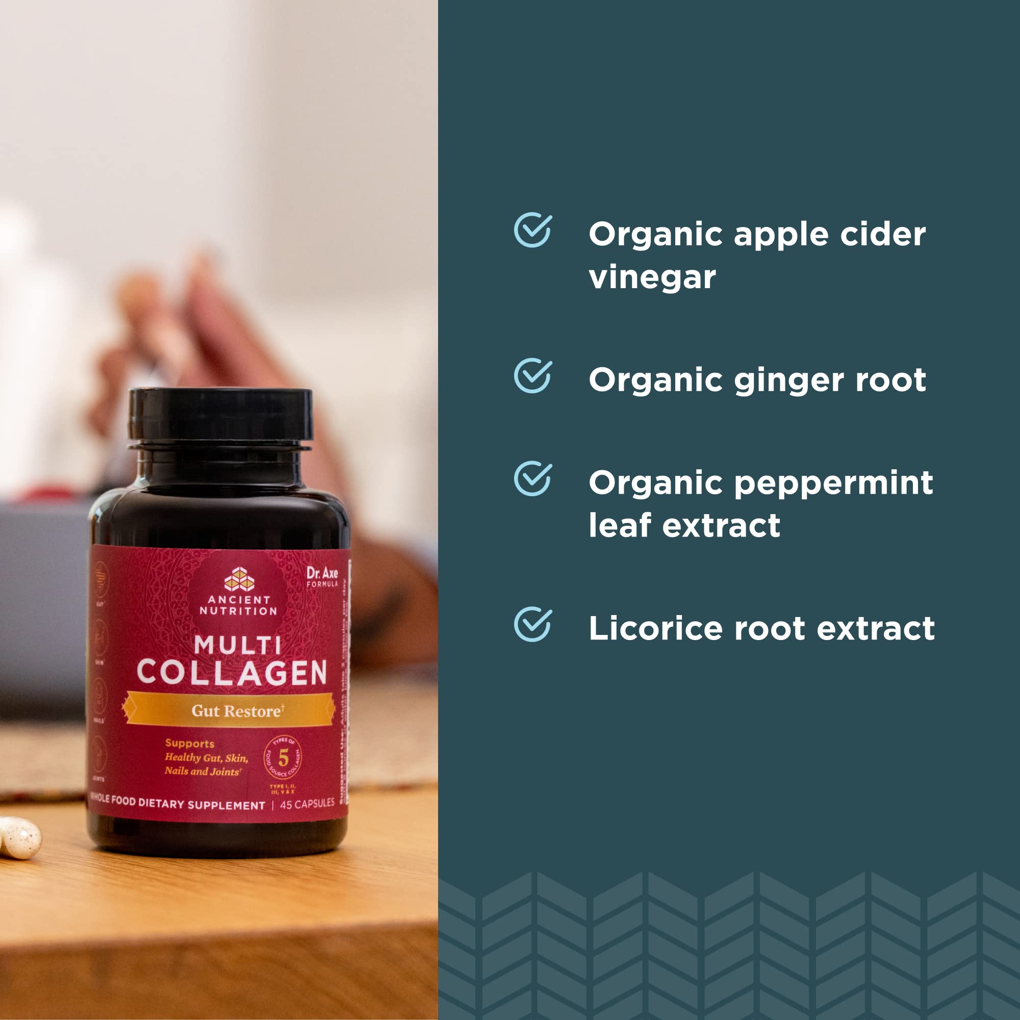 Collagen Pills with Probiotics for Gut Health by Ancient Nutrition, Multi Collagen Capsules Gut Restore 90 Ct, Supports Gut, Joints, Hair & Nails, Gluten Free, Paleo and Keto Friendly