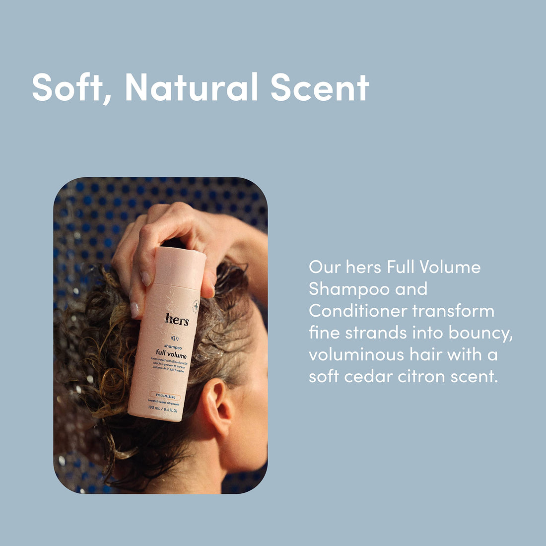 hers Full Volume Shampoo, 2 Pack - Volumizing Shampoo for Women with Biotin - Adds Lightweight Volume, Shine & Bounce - Coastal Cedar Citron - 2 x 6.4 fl oz