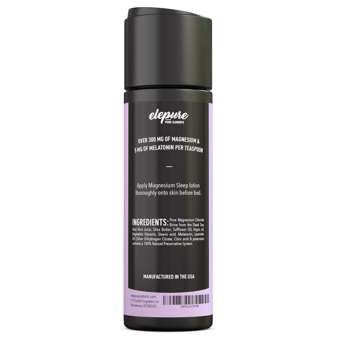 Elepure Pure Elements Magnesium Sleep Lotion with Lavender and Melatonin - Topical Application Night Cream- High Potency - Organic Materials - Large Size - Great Value - 8 fl. oz