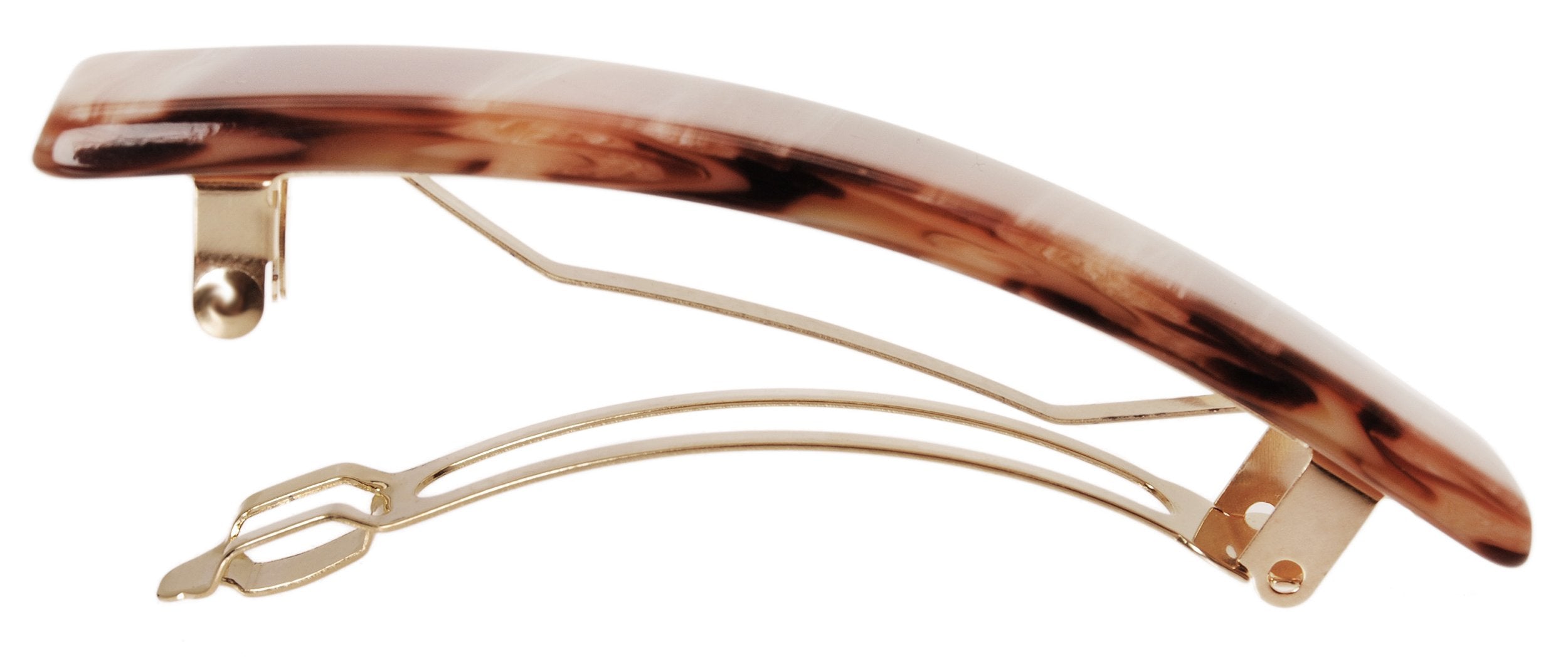 France Luxe Classic Rectangle Barrette Caramel Horn