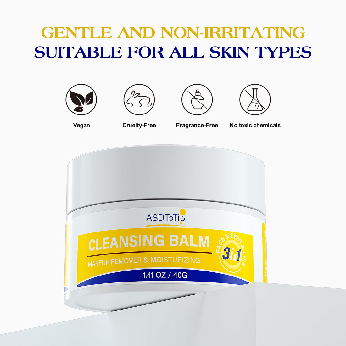 ASDToTio 3 in 1 Cleansing Balm- Eye Face Lip Cleansing Balm Makeup Remover,Natural Gentle, Deep Cleaning, Made for All Skin Types