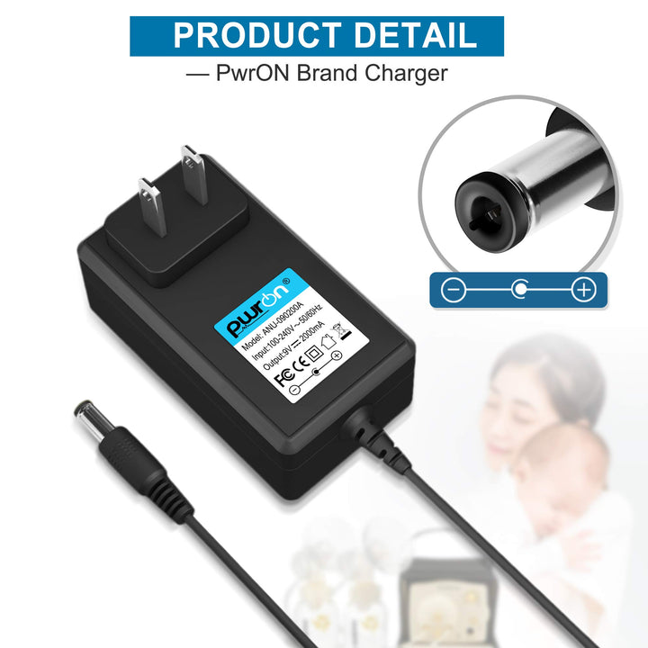 PwrON 9V AC to DC Adapter Compatible with Medela Pump in Style Advanced Breast Pumps - Replacement for Models #9207010 Power Supply Cord (Manufactured January 2008 After)