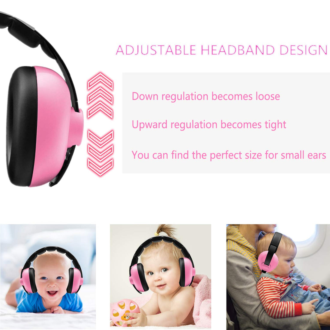 Baby Noise Cancelling Headphones,Baby Ear Protection Ear-Muffs for Newborns Infants and Toddlers, Baby Headphones Noise Reduction for Sleeping Airplanes Fireworks (Pink)