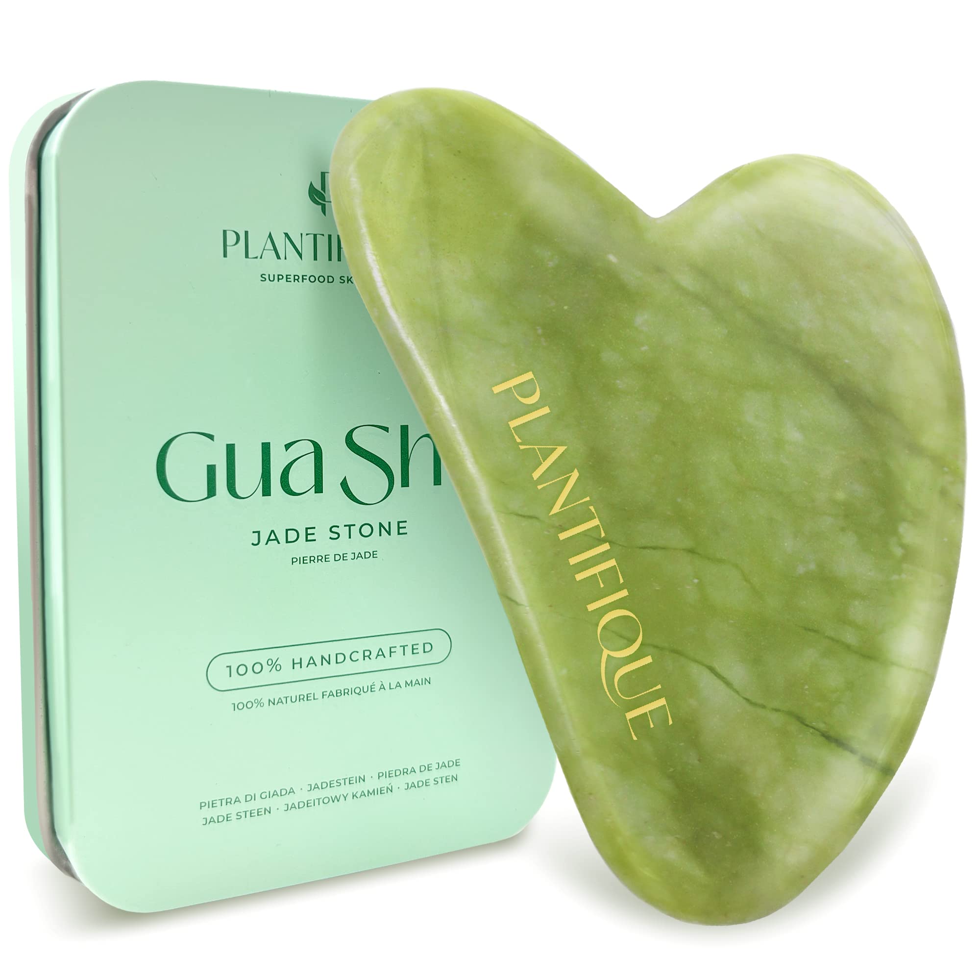 PLANTIFIQUE Gua Sha Facial Tools | Gifts | Massage Tool | Jawline Sculptor | Face Sculpting Tool for Your Skin Care Routine | Jade Guasha