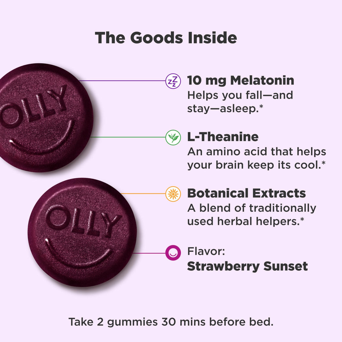 OLLY Max Strength Sleep Gummy, 10mg Melatonin, L-Theanine, Chamomile, Lemon Balm, Sugar Free, Vegetarian Sleep Aid, Strawberry - 50 Count