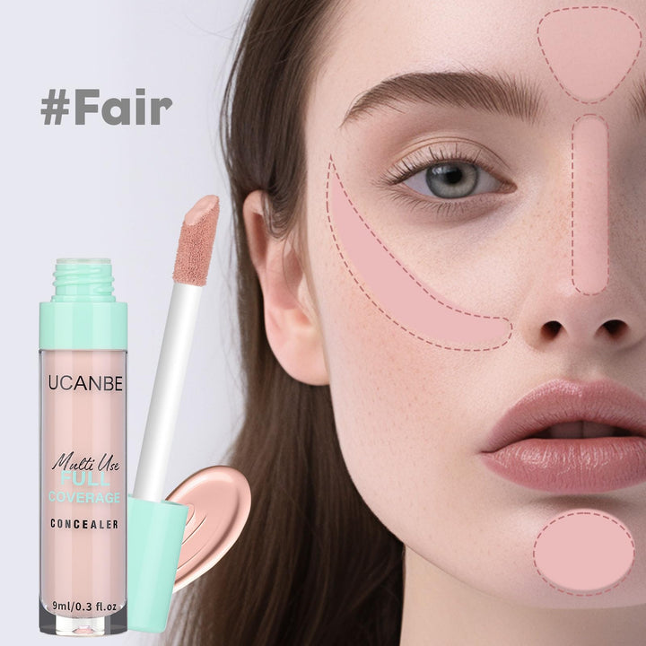 UCANBE Liquid Concealer Stick, Conceals, Covers, Highlights, Medium to Full Coverage Hydrating Color Corrector Face Makeup for Under Eye Dark Circles, Redness, Dullness, Fine Lines - Fair -0.3 Fl.oz