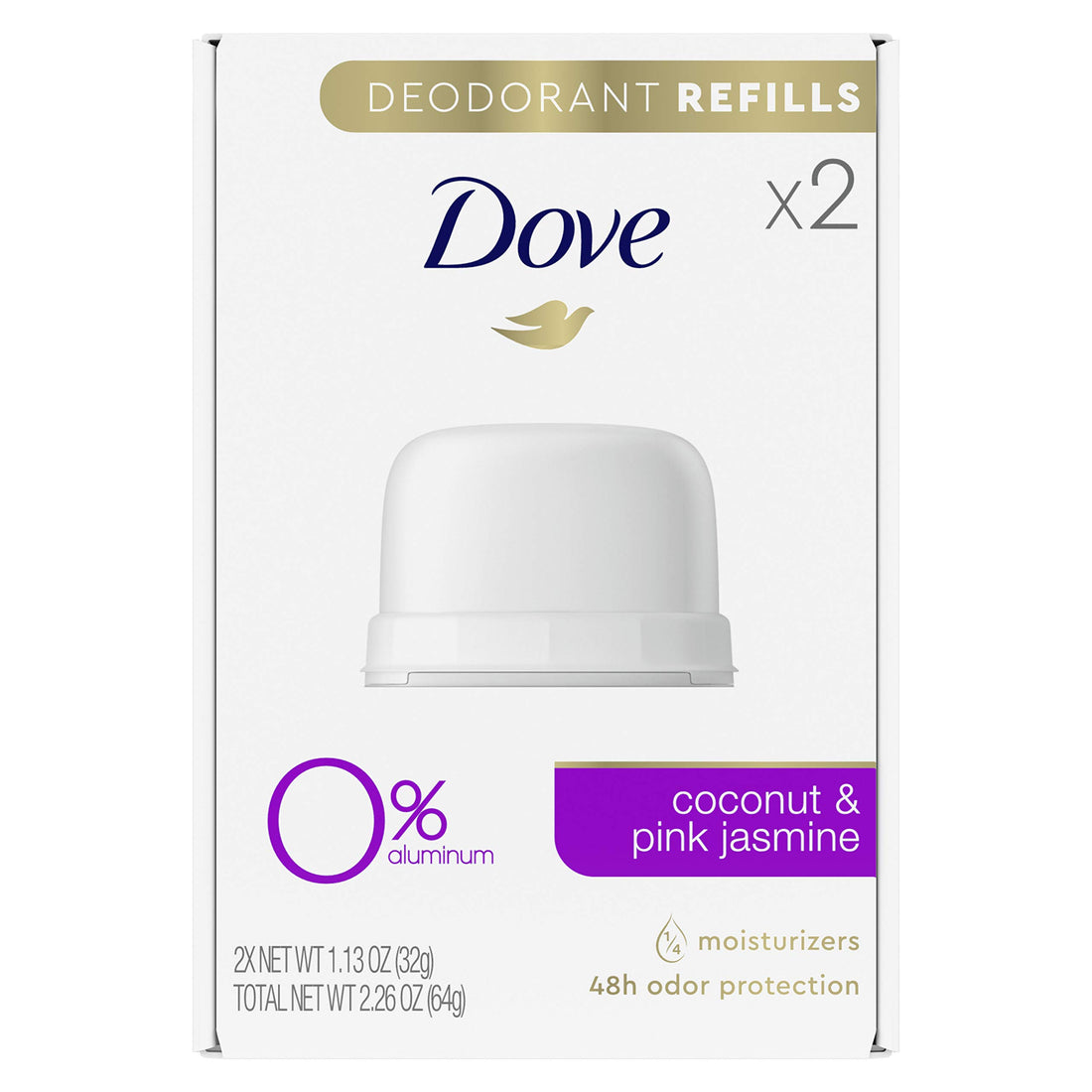 Dove Unisex Deodorant Refills Refill Kit 0 Aluminum Coconut + Pink Jasmine Aluminum Free Deodorant Floral Scent Spray Oz, 1.13 Ounce, Pack Of 1
