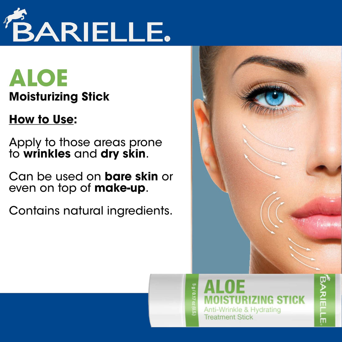 BARIELLE Aloe Moisturizing Stick - Anti-Wrinkle & Hydrating Facial Treatment Stick,Travel Size