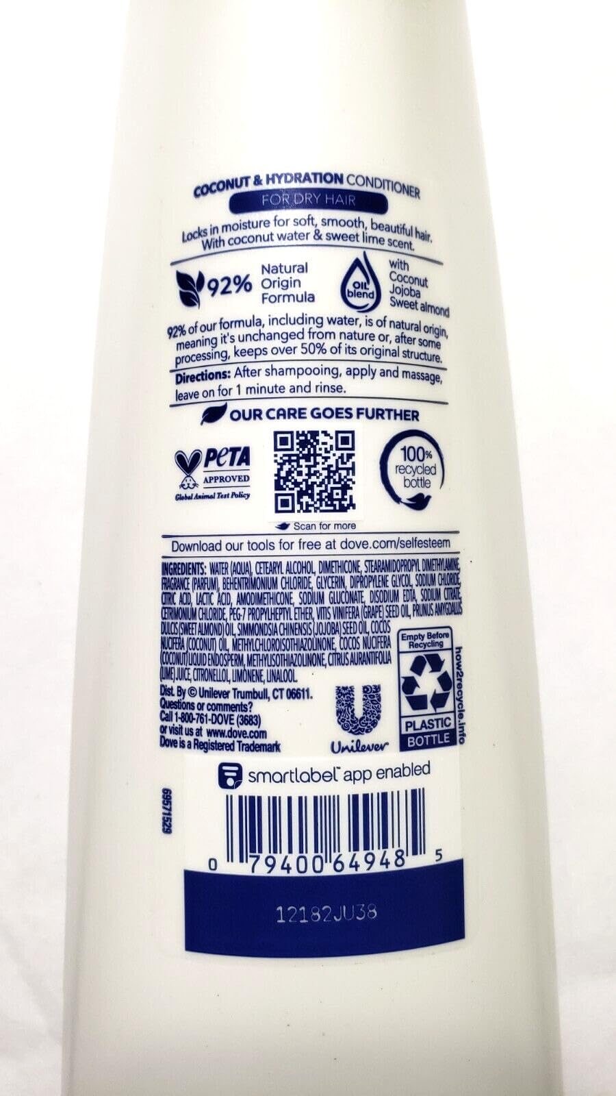 Dove Nutritive Solutions Conditioner, Coconut & Hydration 12 oz (Pack of 4)