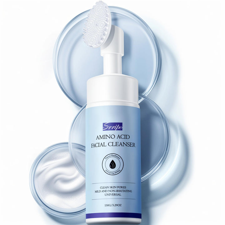 Gentle Foaming Face Wash, Deep Cleansing Facial Cleanser with Brush Moisturizing & Non-Irritating Face Cleanser for Sensitive Dry All Skin, PH Balancing Oil Control Pore Cleaner for Fresh(Blue)