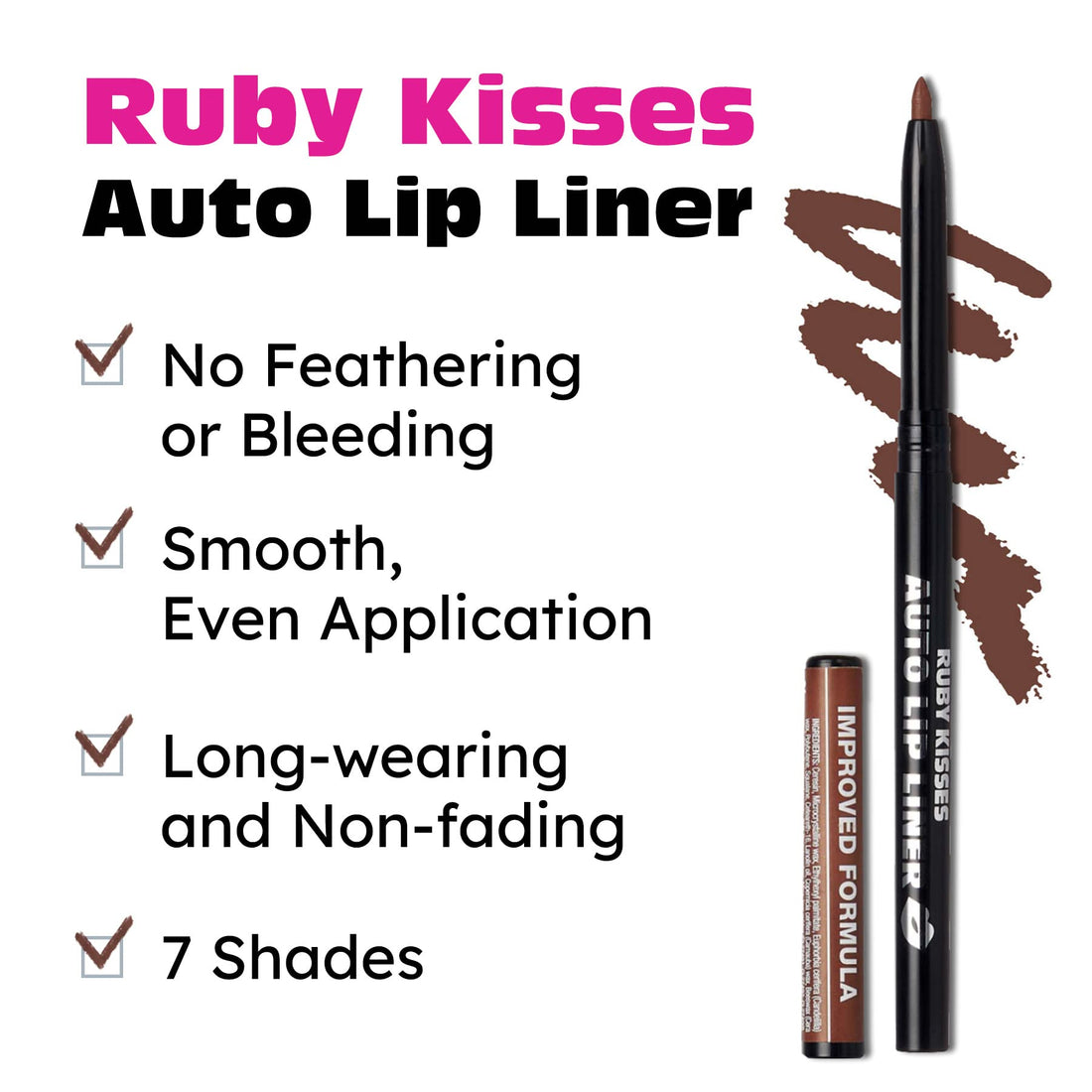 Ruby Kisses Auto Lip Liner, Brown
