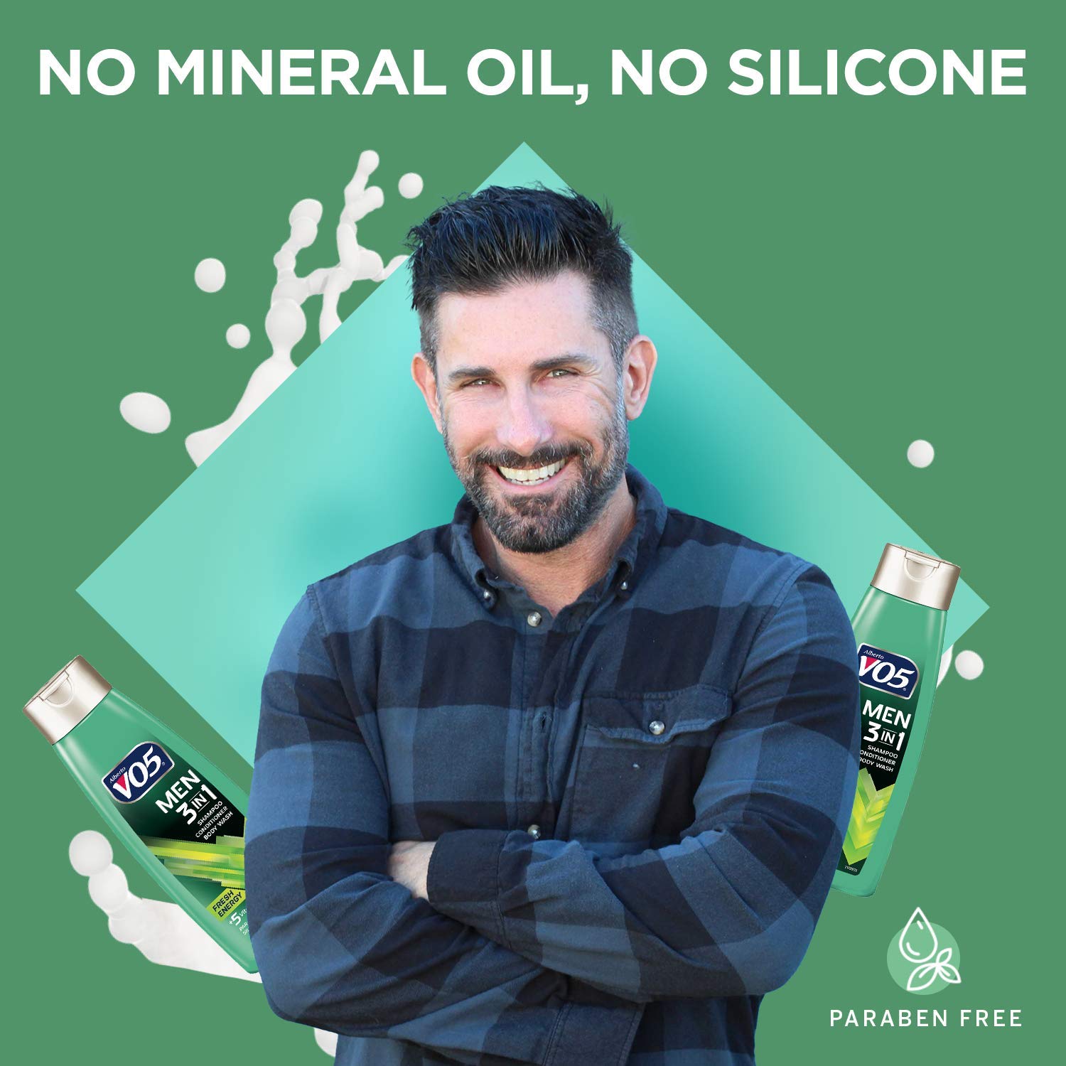 Alberto Vo5 Mens 3-in-1 Shampoo, Conditioner & Body Wash, Fresh Energy 12.5 Fl Oz