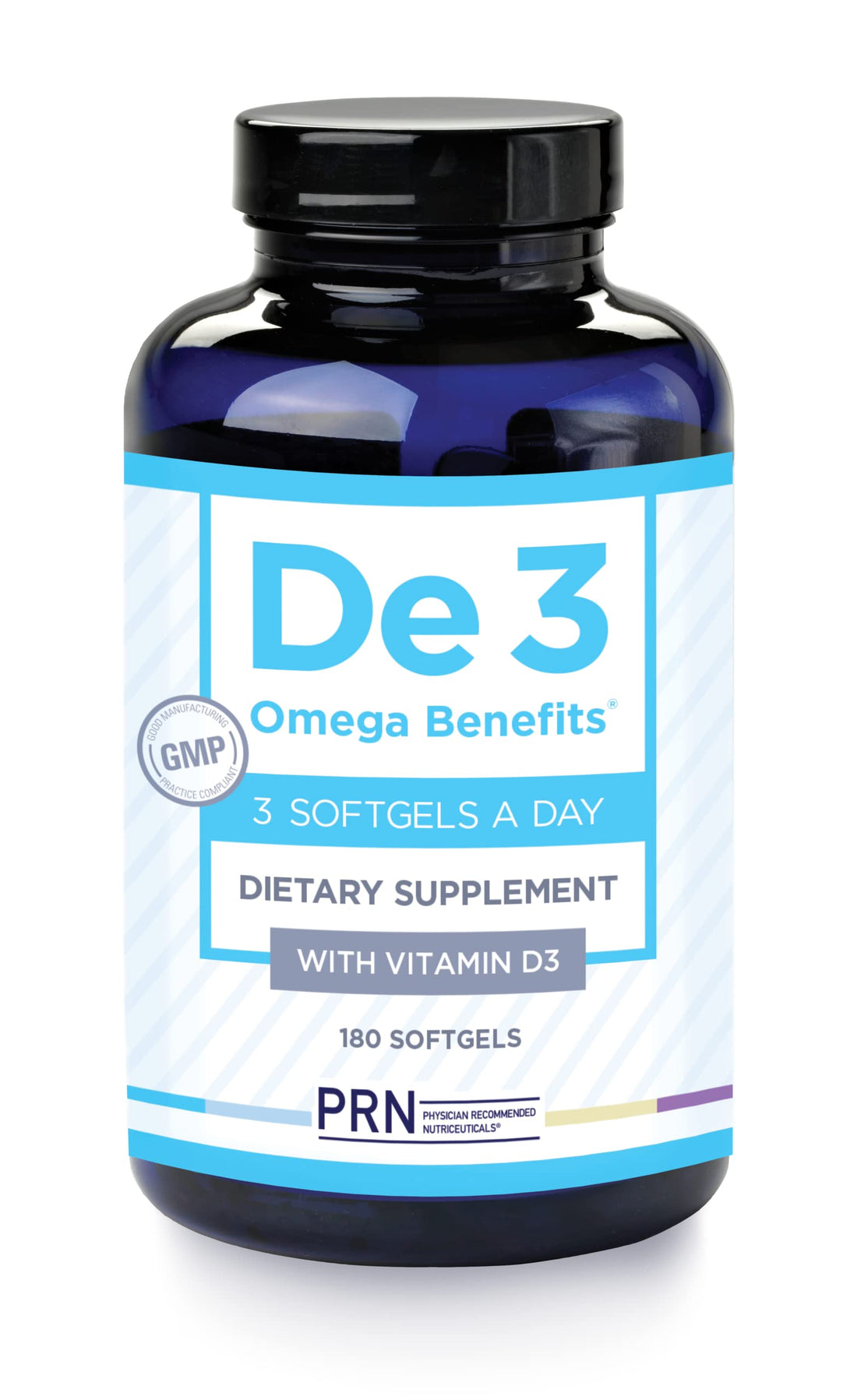 PRN De3 Omega-3 Fish Oil – 180 Softgels, 60-Day Supply – 2240mg EPA & DHA with No Fishy Burps – Fish Oil Supplements for Dry Eye Care