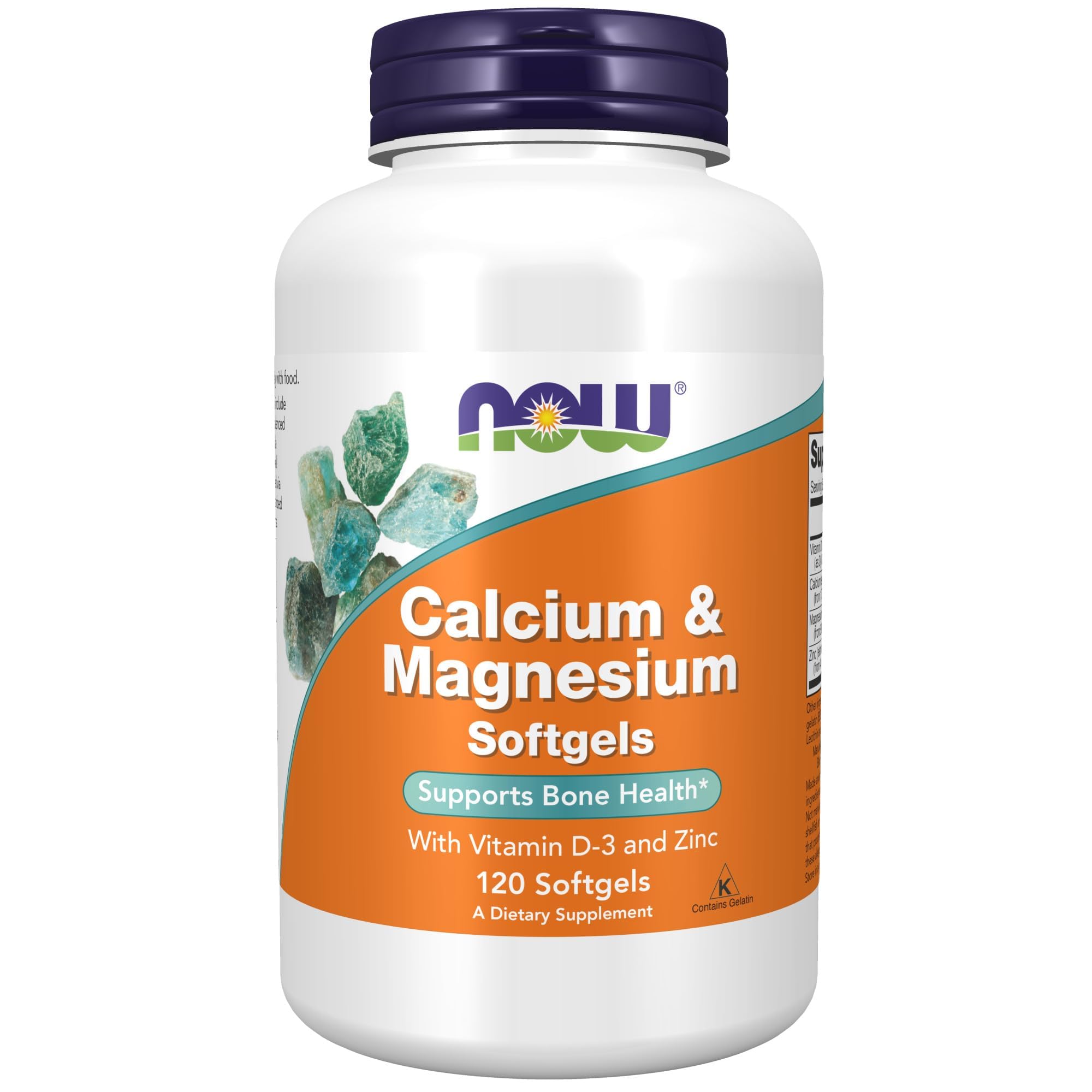 NOW Foods Supplements, Calcium & Magnesium with Vitamin D-3 and Zinc, Supports Bone Health*, 120 Softgels