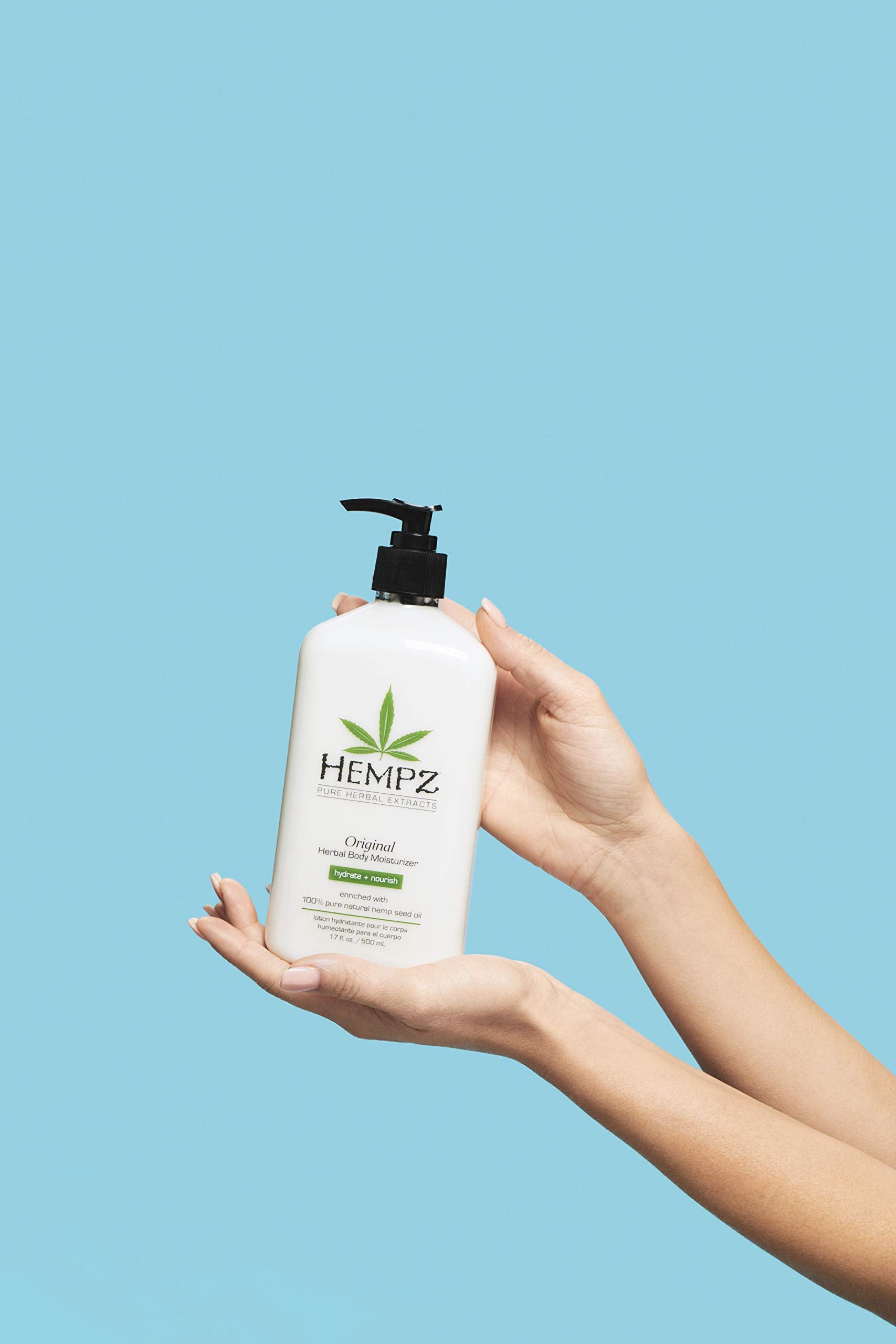 Hempz Original, Natural Hemp Seed Oil Body Moisturizer with Shea Butter and Ginseng, 17 Fl Oz, 3 Pack Bundle - Pure Herbal Skin Lotion for Dryness - Nourishing Vegan Body Cream in Floral and Banana