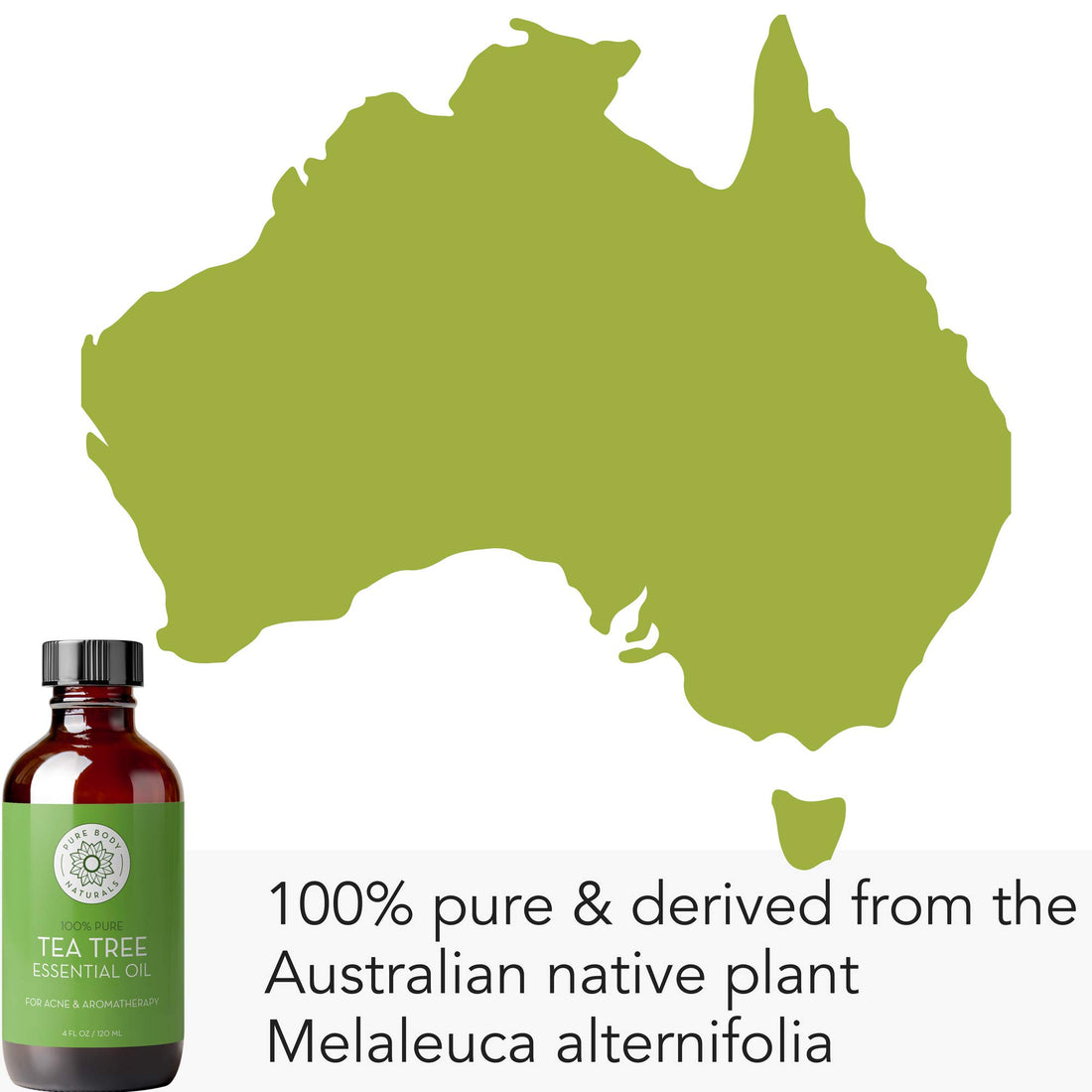 Tea Tree Essential Oil, 4 Fl Oz with Dropper - Undiluted Therapeutic Grade for Your Face, Skin, Hair and Diffuser - 100% Pure Melaleuca Oil for Acne, Toenails - by Pure Body Naturals