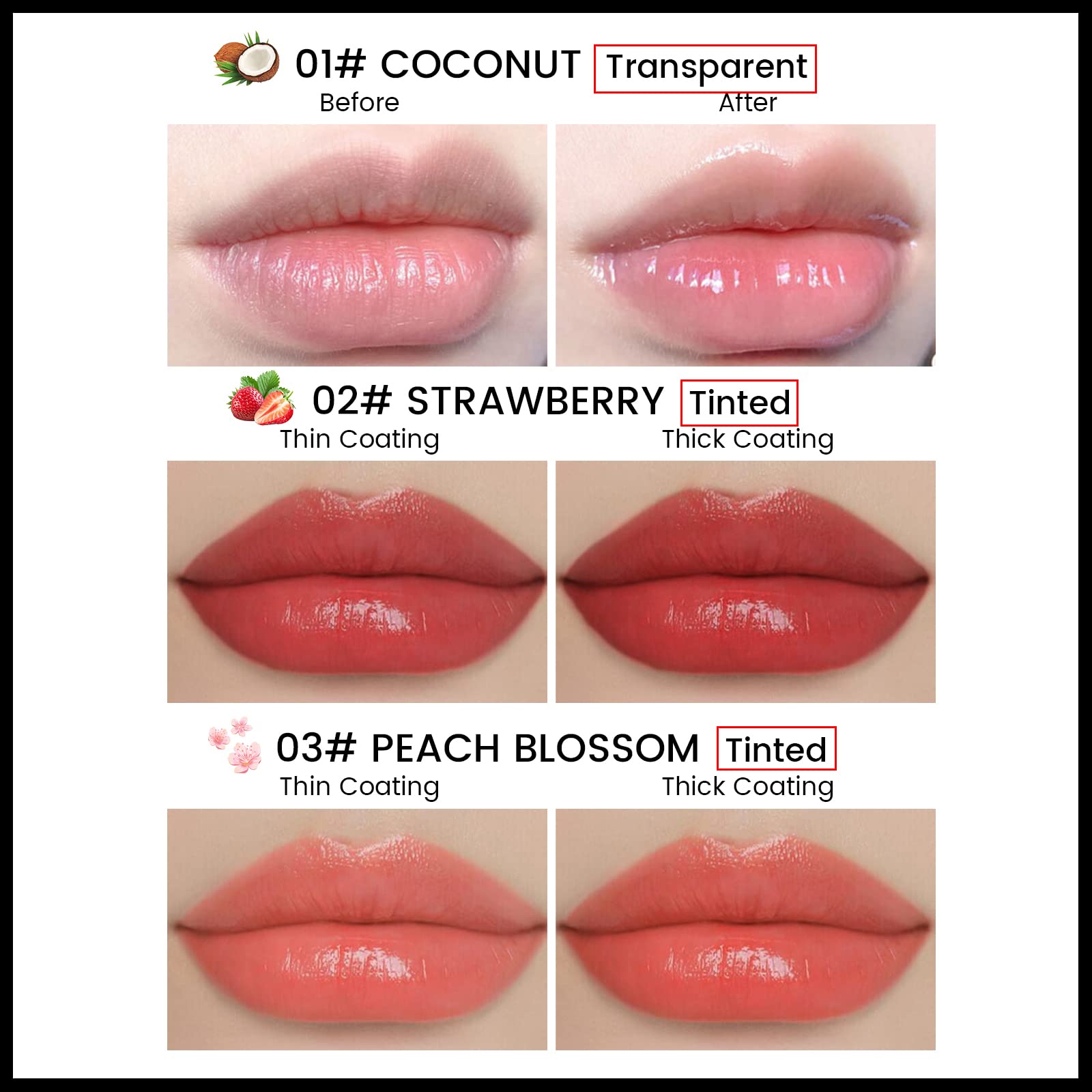 FREEORR Tinted Lip Balm, Tinted Chapstick 2 in 1 Moisturizing Lip Balm and Buildable Lipstick, Instant Hydration Chapped Lips and Pale Lips, Keep Lips Hydrated Lip Moisturizer, 0.16Oz, Pack of 6