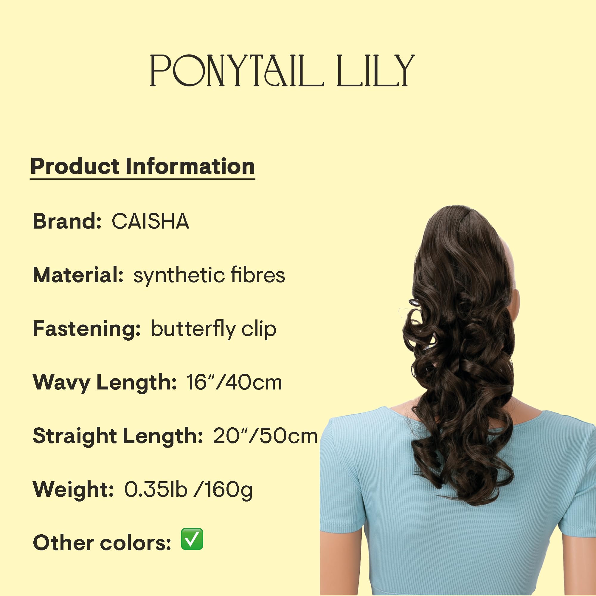 Brown # 8 H204 : PRETTYSHOP 20 Hair Piece Pony Tail Clip On Extension Voluminous Curly Heat-Resisting Brown # 8 H204