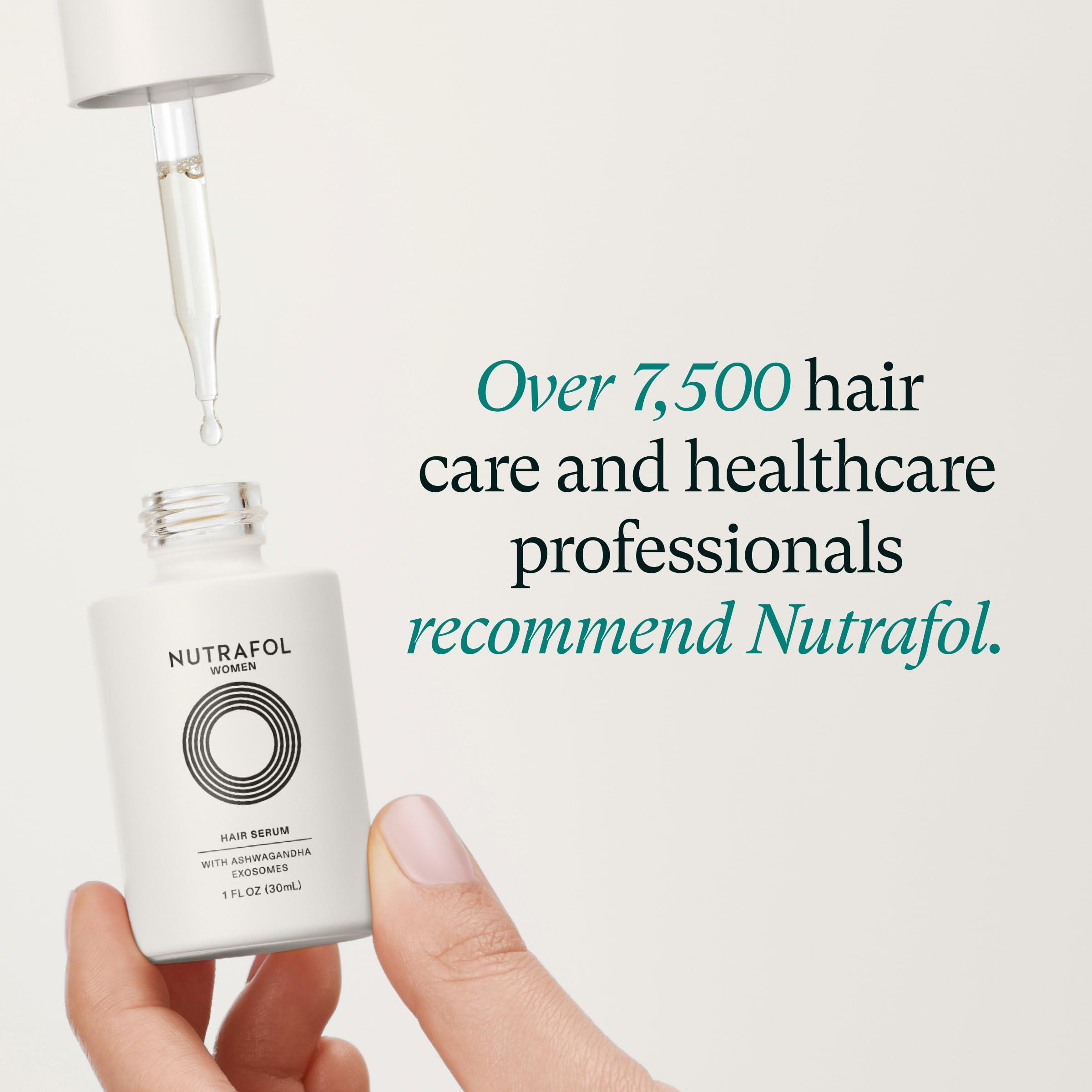 Nutrafol Women's Hair Serum, Supports Visibly Thicker and Stronger Hair, Vegan, Lightweight and Fast-Absorbing - 1 Fl Oz, 1 Bottle