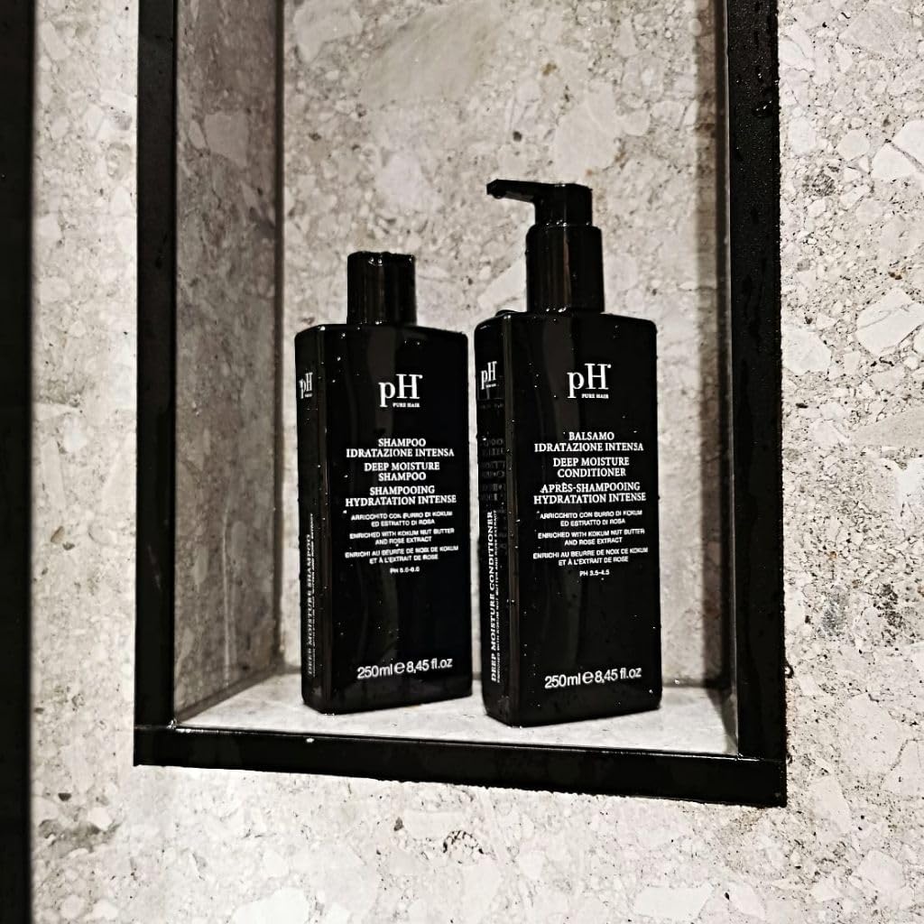 pH PURE HAIR Deep Moisture Shampoo & Conditioner Set - Moisturizing Formula For Dry Damaged Hair - Enriched with Kokum Nut Butter and Rose Extract - 8.45 Oz (Pack of 2)