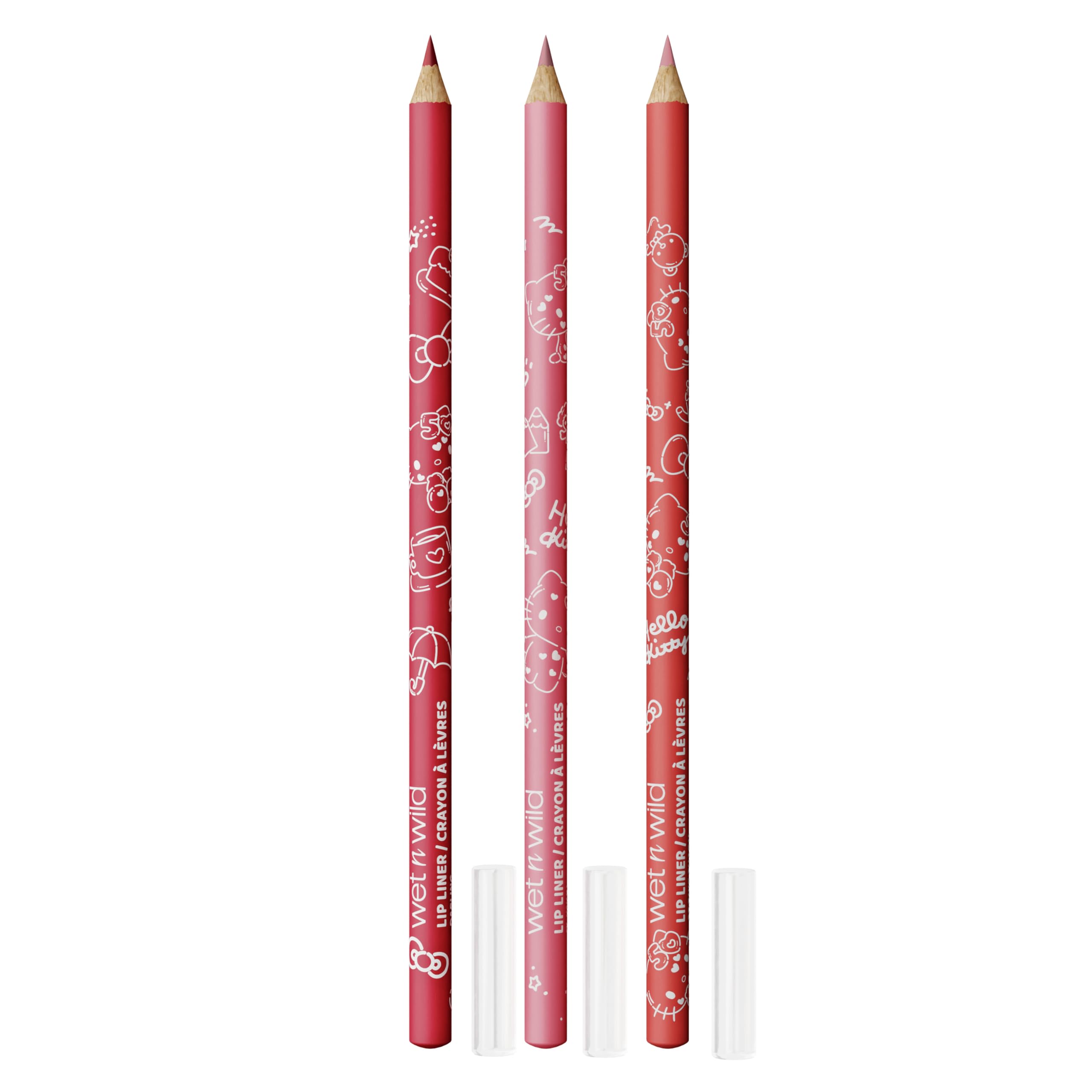 wet n wild Hello Kitty 3-Piece Lip Liner Pencil Set, Lip Defining Silky Smooth Formula, Highly Pigmented Long-Wearing Finish, Cruelty-Free & Vegan