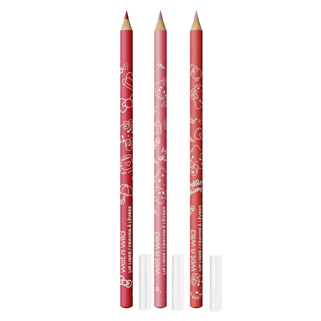 wet n wild Hello Kitty 3-Piece Lip Liner Pencil Set, Lip Defining Silky Smooth Formula, Highly Pigmented Long-Wearing Finish, Cruelty-Free & Vegan