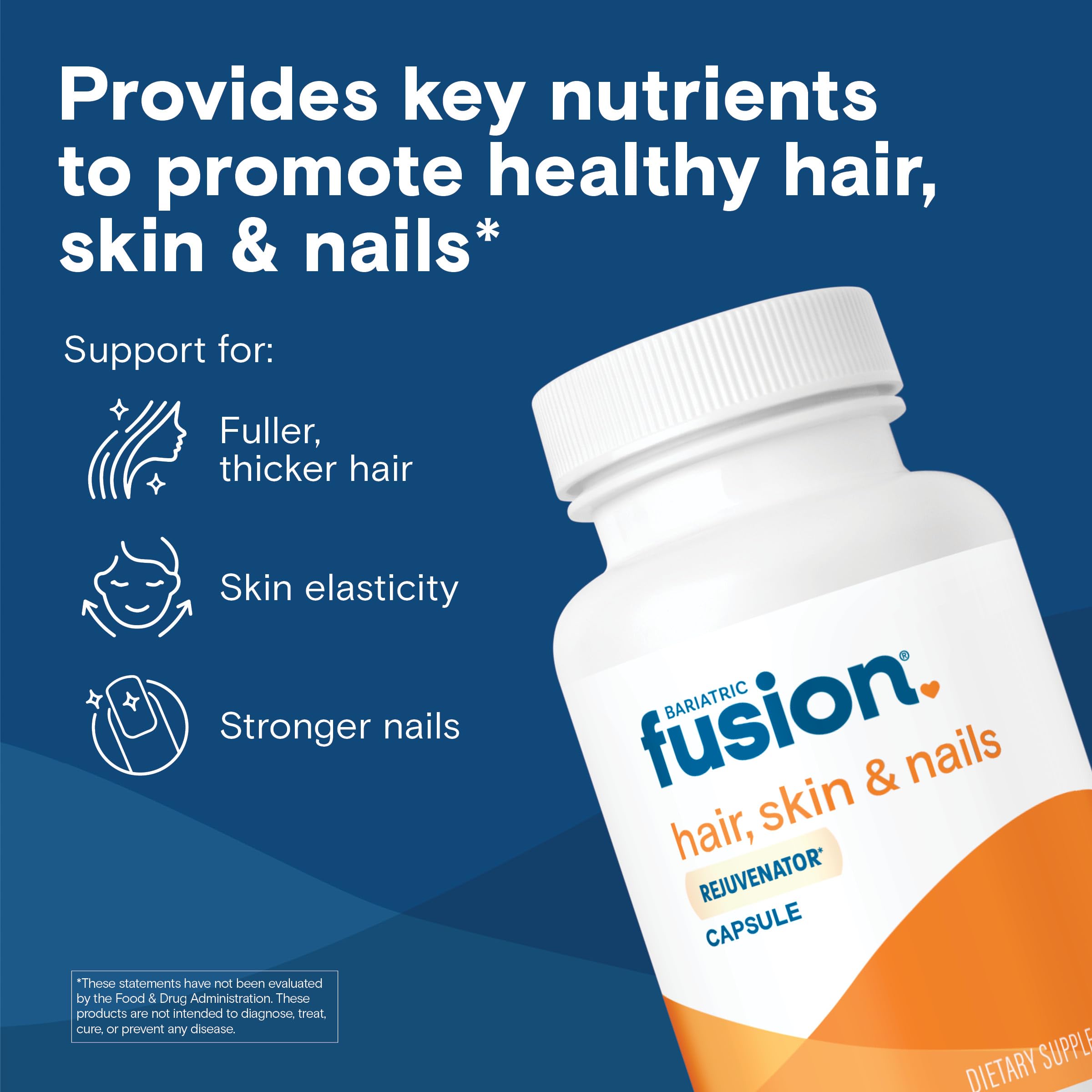 Bariatric Fusion ONE Per Day Bariatric Hair Skin and Nails Vitamins REJUVENATOR for Women | Bariatric Vitamin Vegan Supplement Includes Biotin, Vitamin B12, and B1 | Easy to Swallow | 60 Capsules