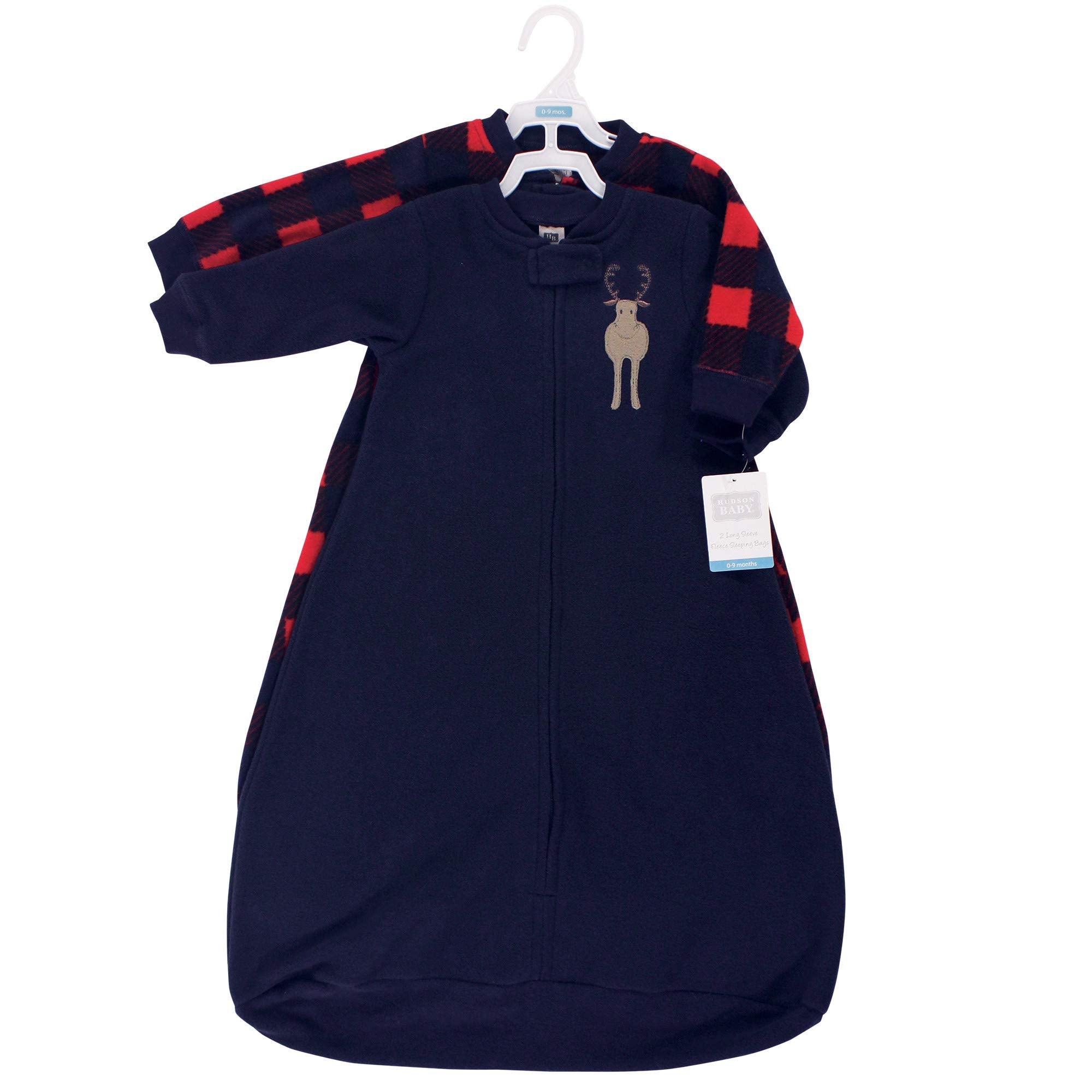 Hudson Baby Unisex Baby Long-Sleeve Fleece Sleeping Bag, Forest Moose, 0-9 Months