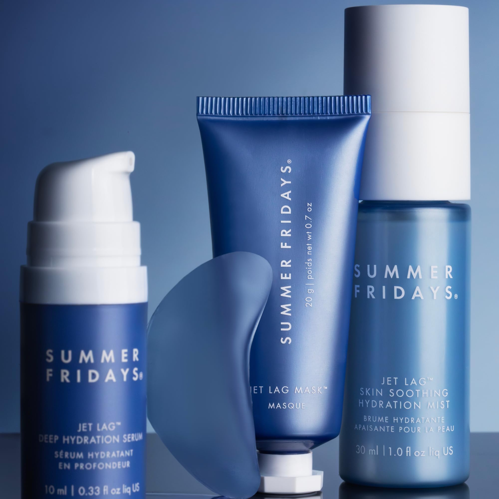 Summer Fridays Jet Lag™ Essentials - Mini Hydrating Skin Care Set With Jet Lag™ Mask, Eye Patches, Deep Hydration Face Serum & Hydration Mist - Travel Size Skincare Kit & Holiday Gift Set (4 Count)