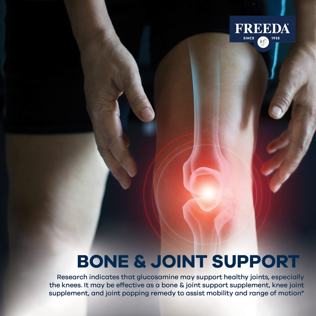 FREEDA Glucosamine MSM - Vegan Glucosamine with MSM Supplement - Bone & Joint Health Supplement - Vegetarian Glucosamine Without Shellfish - Bone & Joint Supplement for Mobility (100 Capsules)