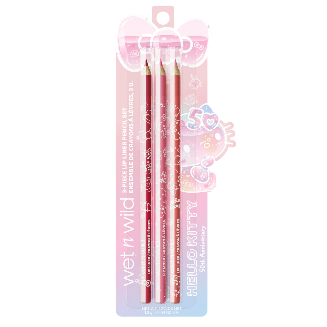 wet n wild Hello Kitty 3-Piece Lip Liner Pencil Set, Lip Defining Silky Smooth Formula, Highly Pigmented Long-Wearing Finish, Cruelty-Free & Vegan
