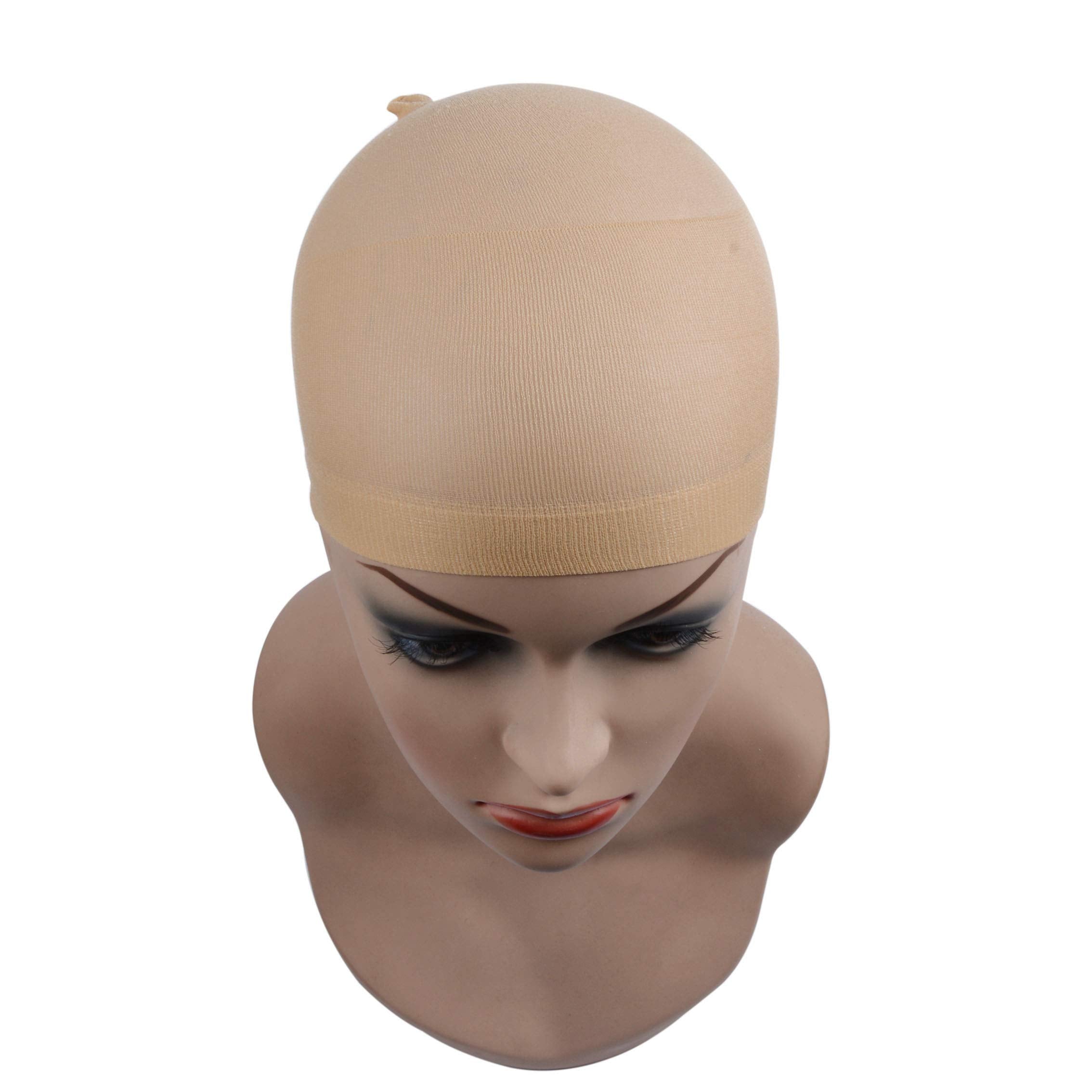 12 pieces Beige Stocking Wig Caps Nylon Breathable Wig Caps Premium Stretchy Wig Caps Soft Lightweight Wig Cap Hairnet for Women Wigs (Beige)