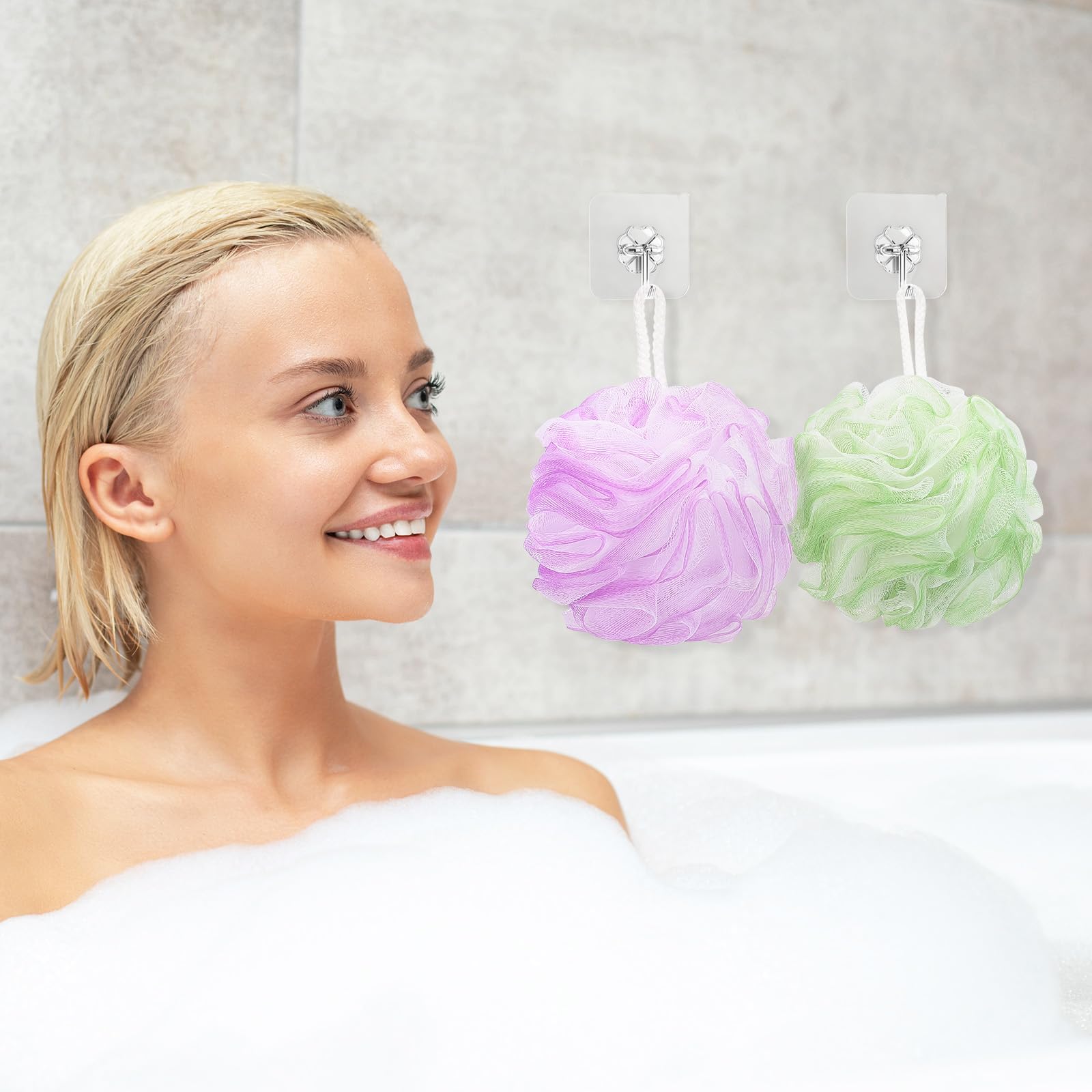 Tbestmax 4 Pack Bath Sponge Pouf Shower Loofah Body Scrubber Exfoliator, 60g/Piece - 4 Colors