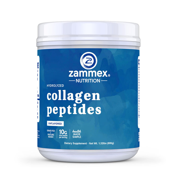 Zammex Premium Collagen Peptides Powder Unflavored,Hydrolyzed Proteins Types I & III, Supports Hair, Skin, Nails, Joints, Grass Fed, Non-GMO, Gluten-Free,Paleo & Keto Friendly,60 Servings