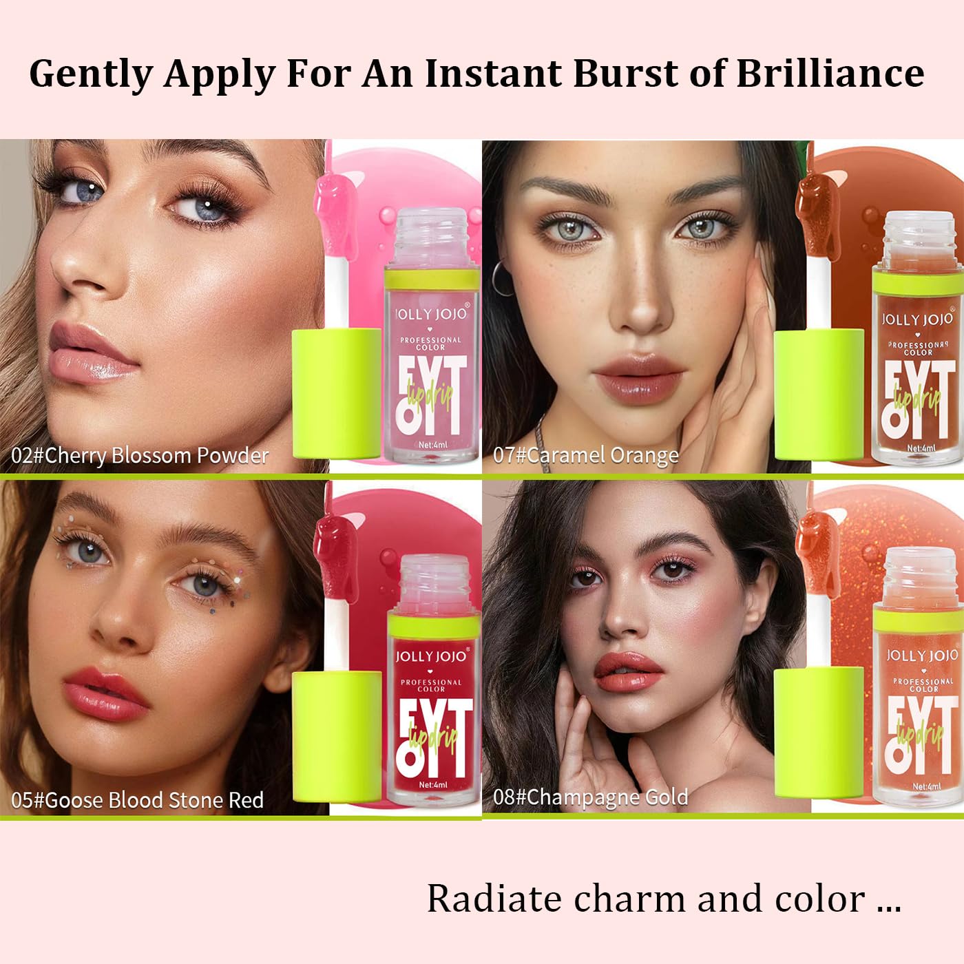 Lip Oil Pack- 5 Colors Tinted Lip Glow Oil Set Plumping Hydrating Transparent Lip Oil, Moisturizing Lip Gloss Set Gift for Girl Women Lip Makeup Care