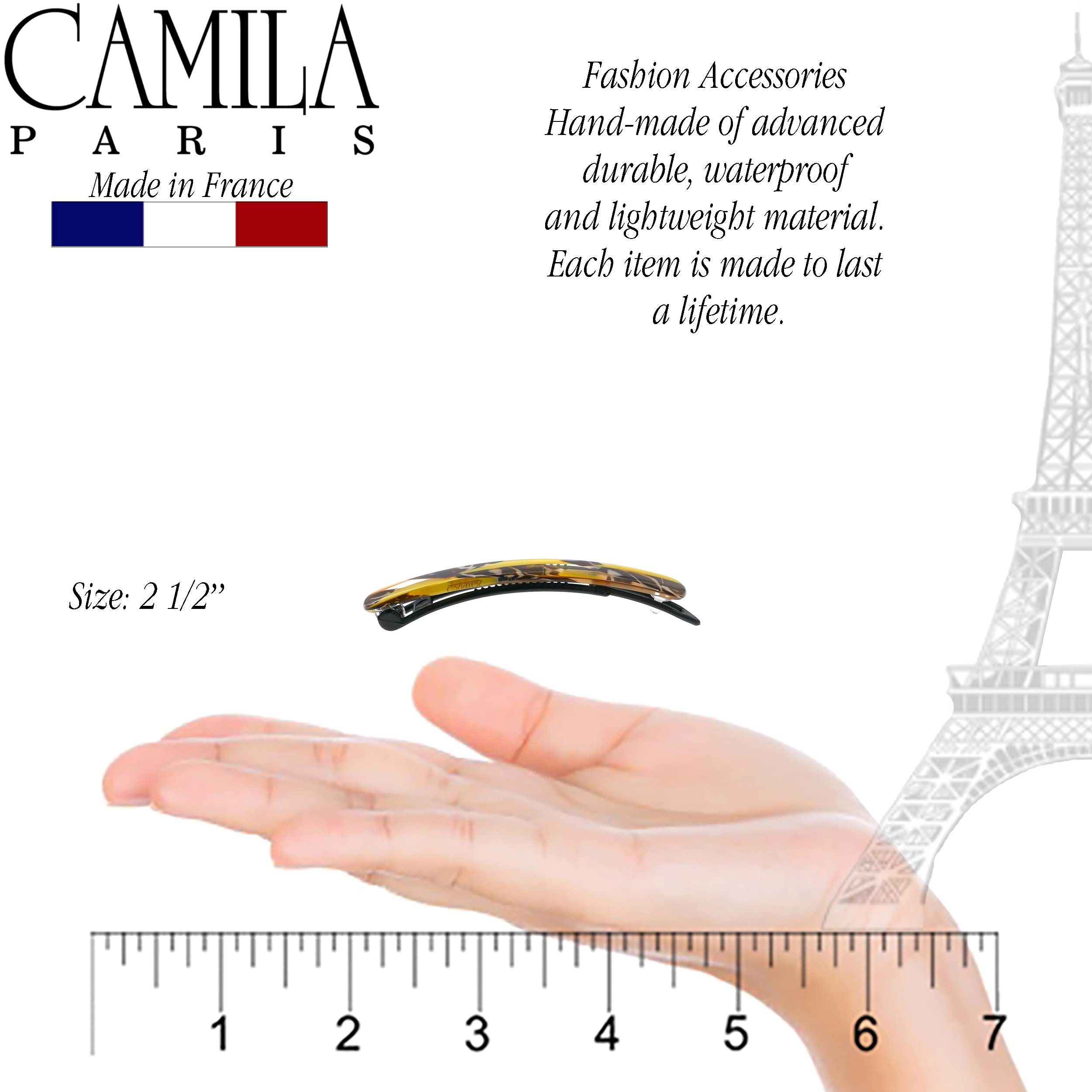 Camila Paris CP3374 French Hair Slides Clips for Women, Handmade, Girls Side Slide-in Barrette Clip, Hair Accessories for Women. Strong Hold No Slip Grip Fashion Durable and Styling, Made in France