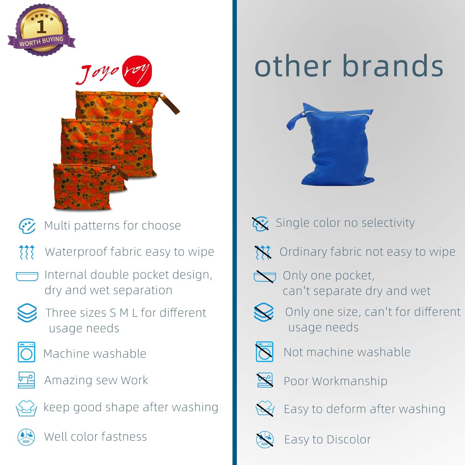 Joyo roy Wet Dry Bags for Diaper Bag Baby Diaper Bag Wet Bag for Cloth Diapers Beach Bag Wet Bag for Diaper Bag Diaper Wet Bags Bolsas para Pañales Sucios Waterproof Bag Dry Bag Water Proof Bag